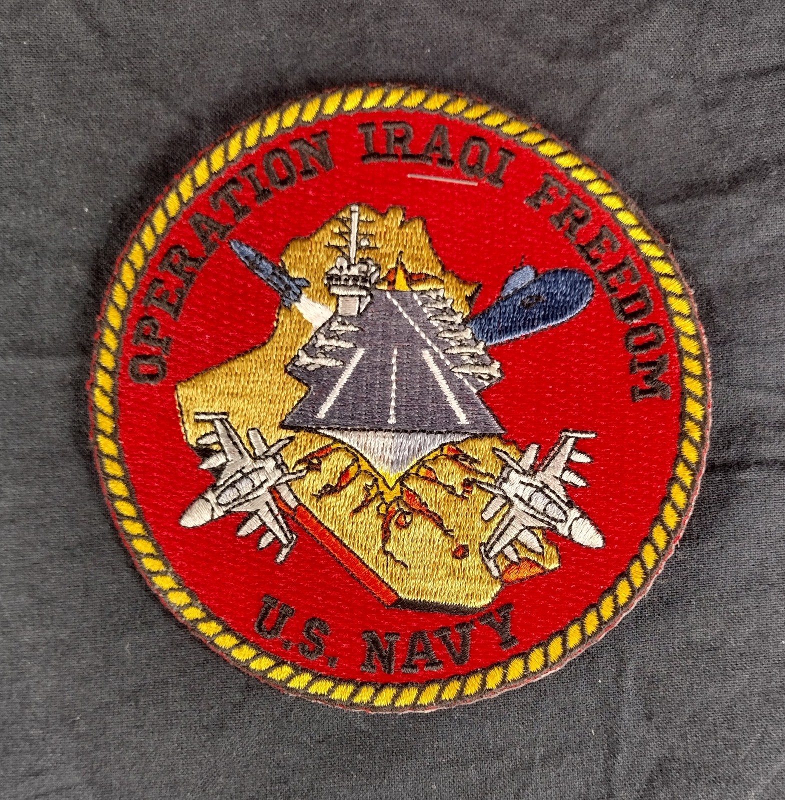 Operation Iraqi Freedom U.S. Navy Battleship Jet Sub Embroidered Patch 4 inch