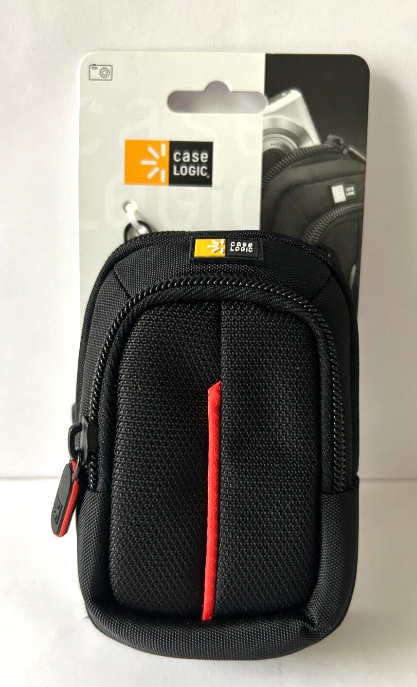 Case Logic DCB302 Black Camera Case Small Travel Bag Strap Two Zip Pockets NEW