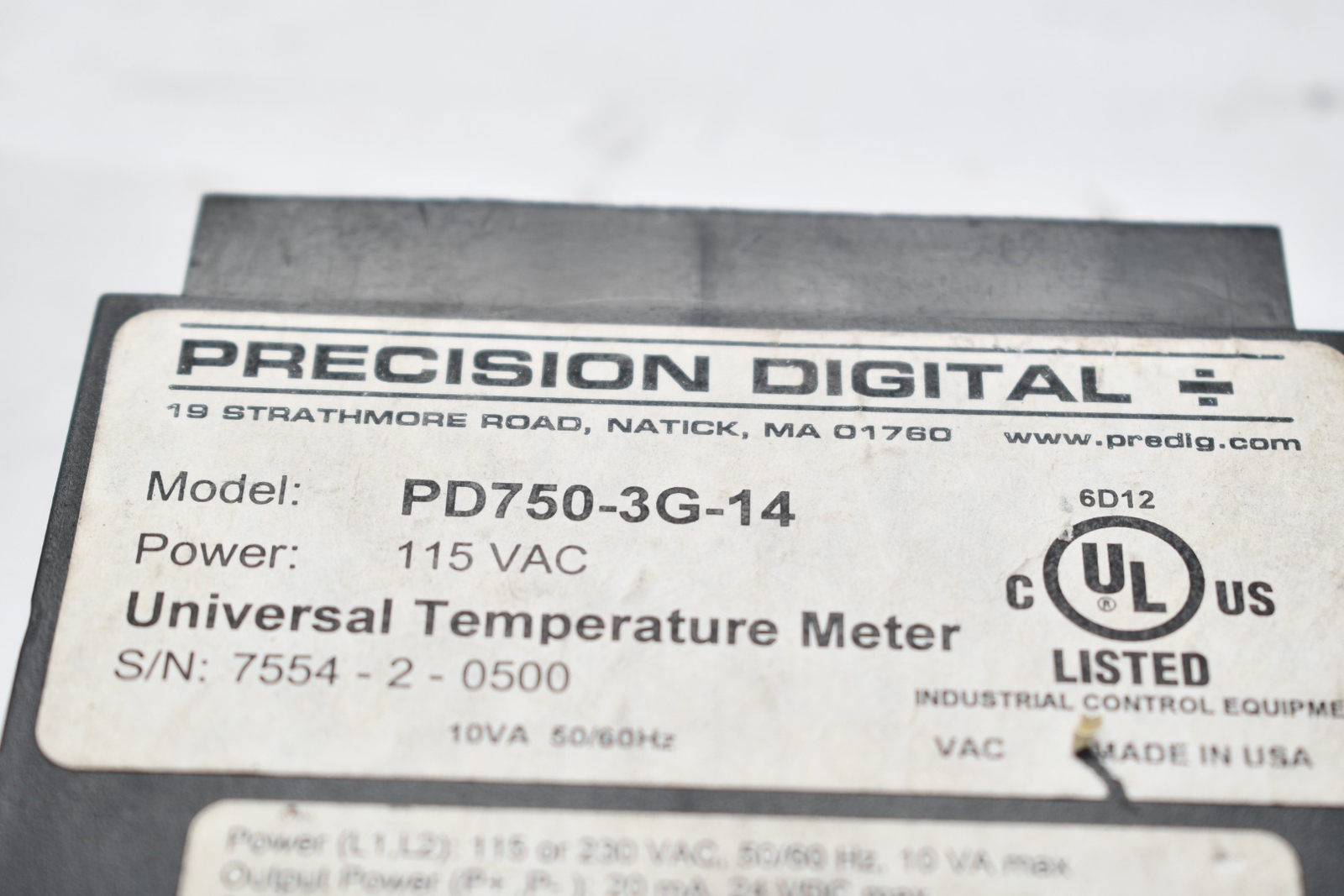 Precision Digital PD750-3G-14 PLC Universal Temperature Meter 115 VAC