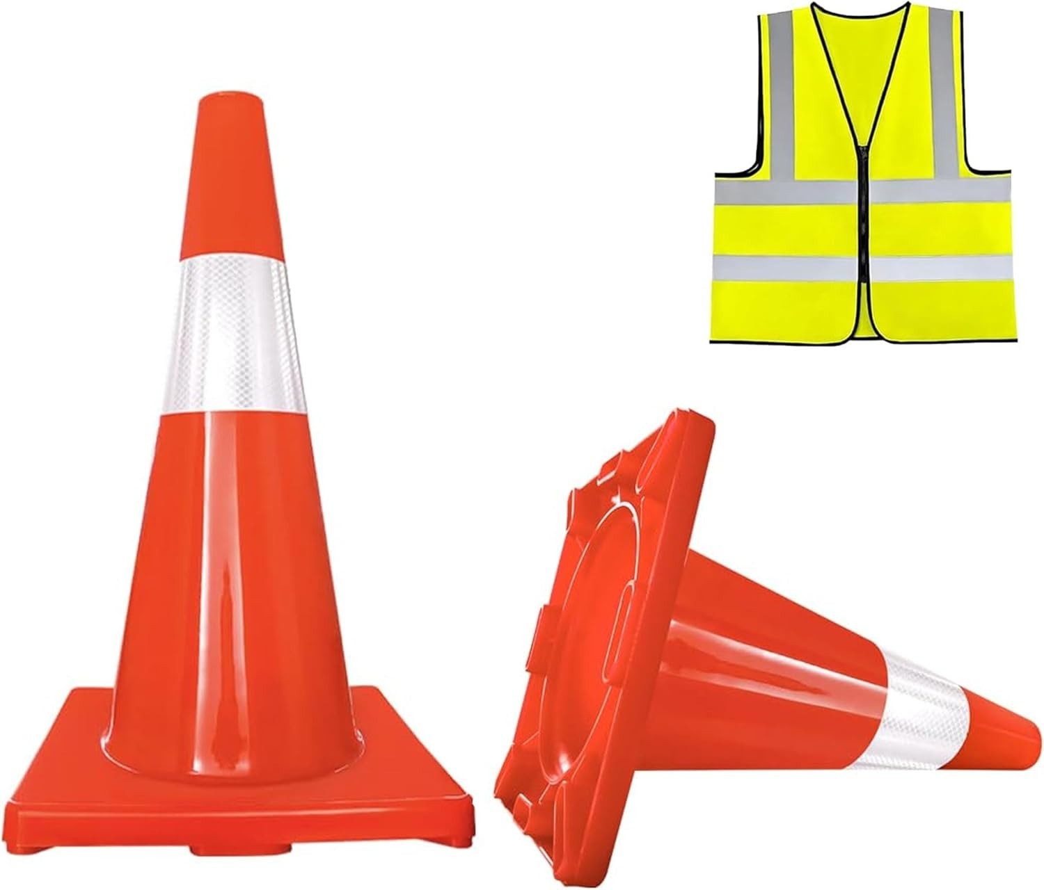 28” 2 Pack Traffic Safety Cones  with Reflective Collar, PVC Construction Coness