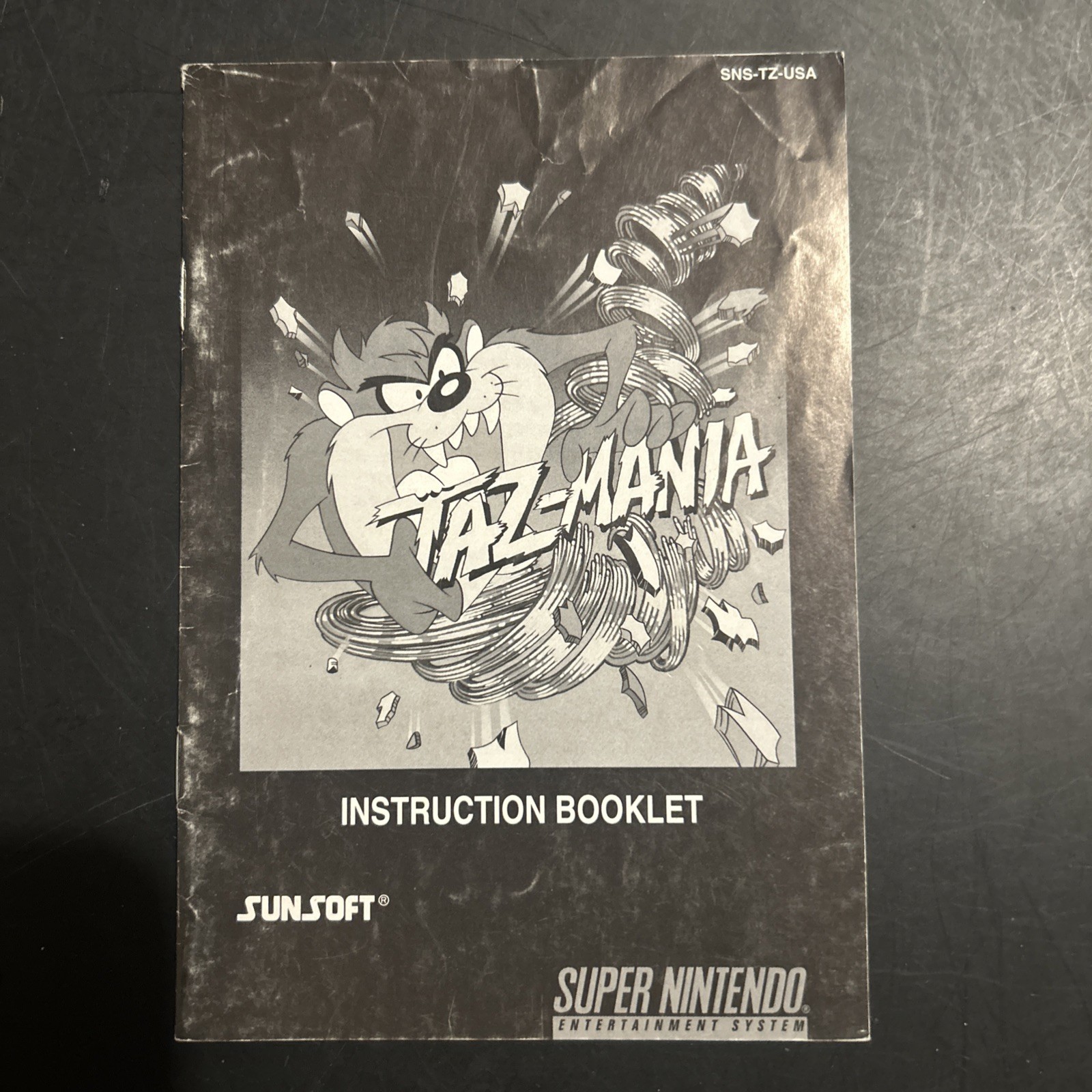 Taz-Mania B/W SNES Super Nintendo Instruction Manual Only
