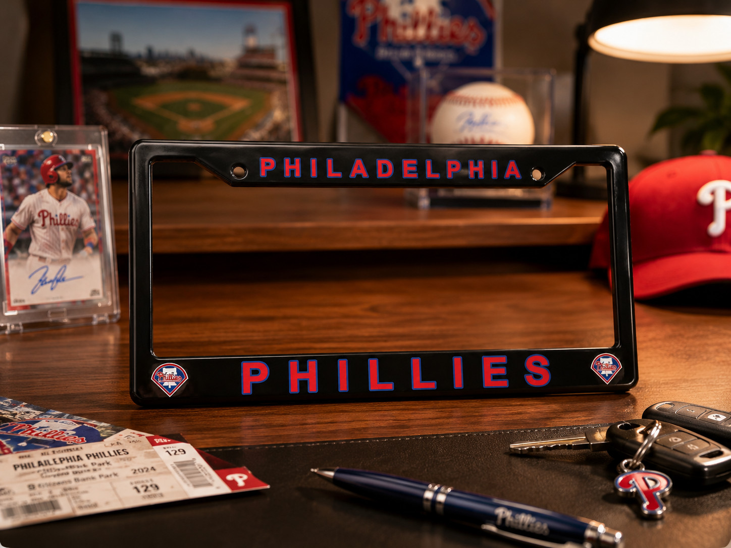 Philadelphia Phillies Black License Plate Frame Cover - Black - Eliteauto3k