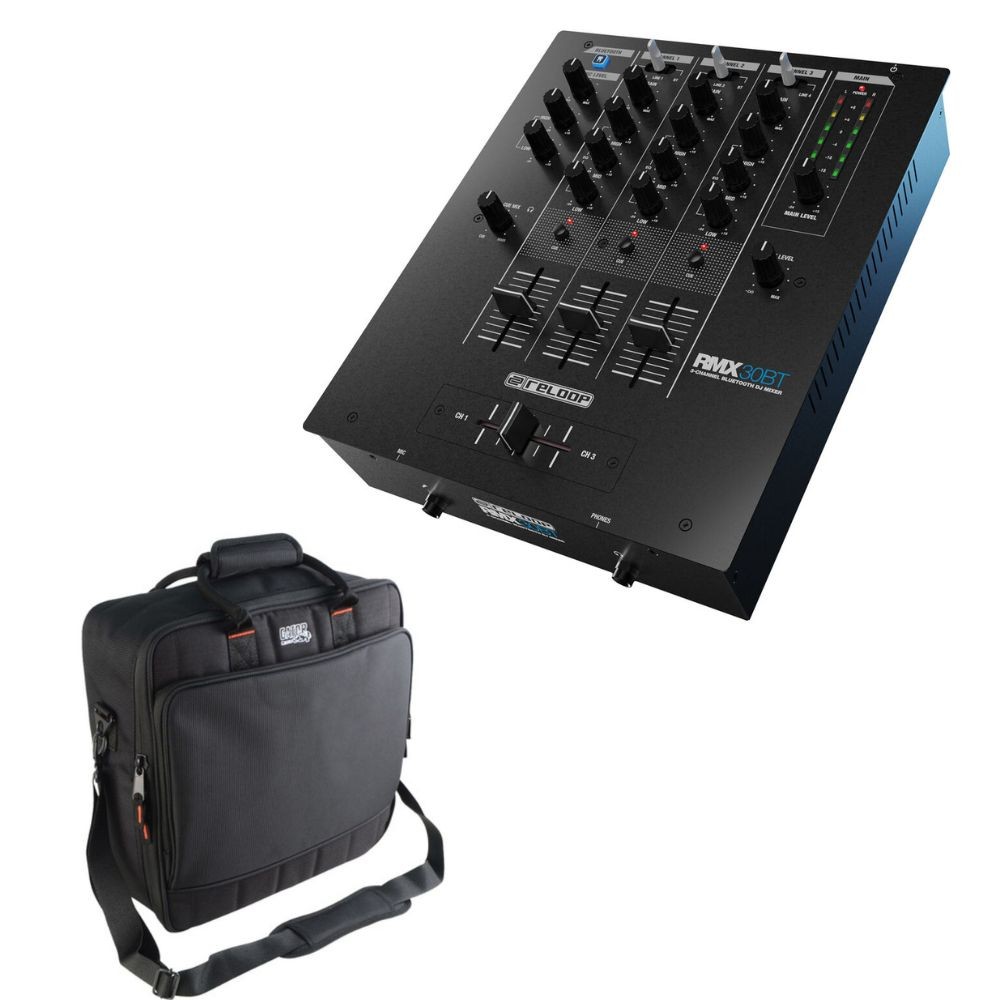 Reloop RMX-30 BT Bluetooth 3-Channel DJ Mixer Bundle w/ Cases & Bag