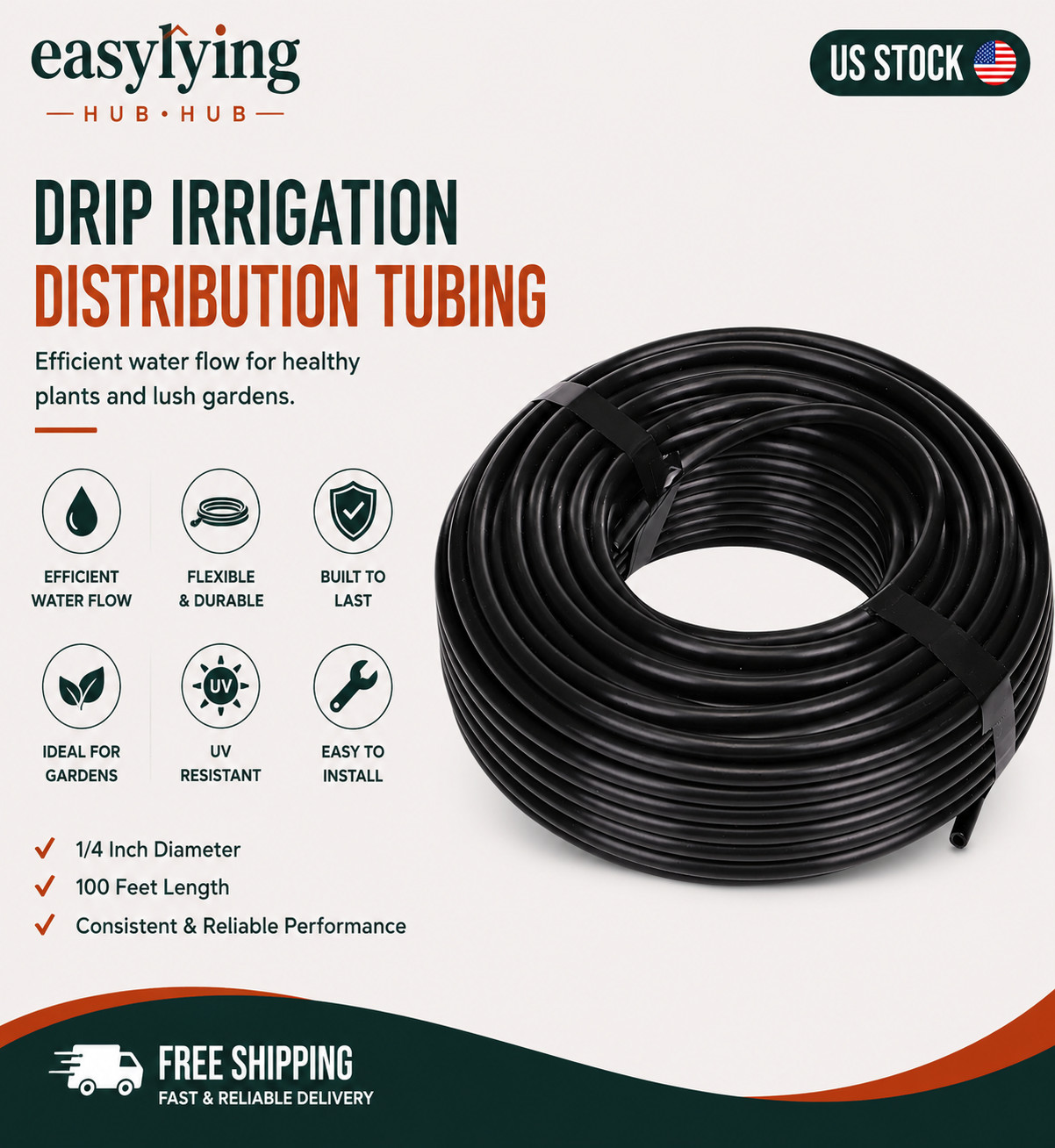 016010T 1/4-Inch Drip Irrigation Supply Tubing, 100-Foot., for Drip Irr