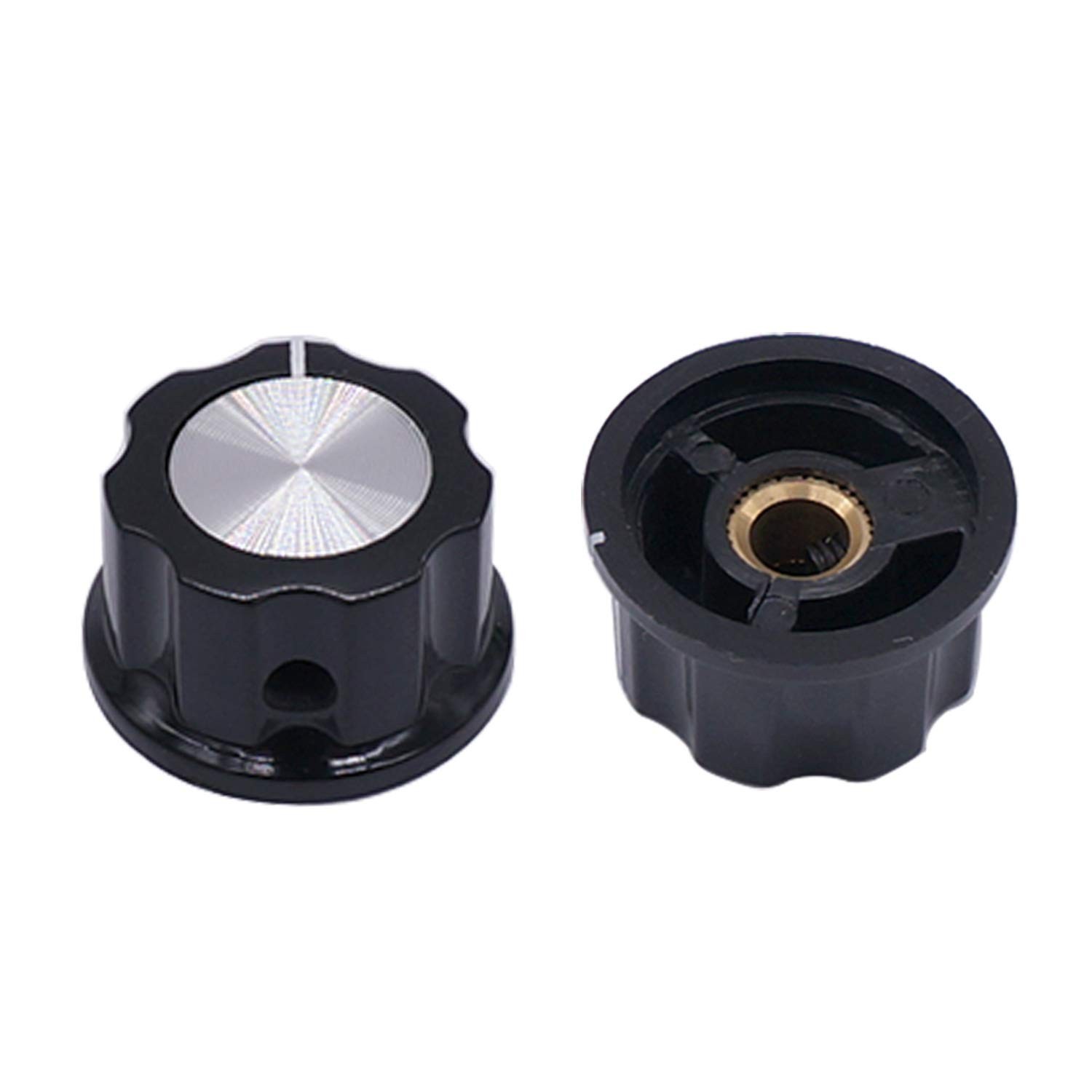 10 Pcs Potentiometer Knobs Silver Black 4mm Shaft