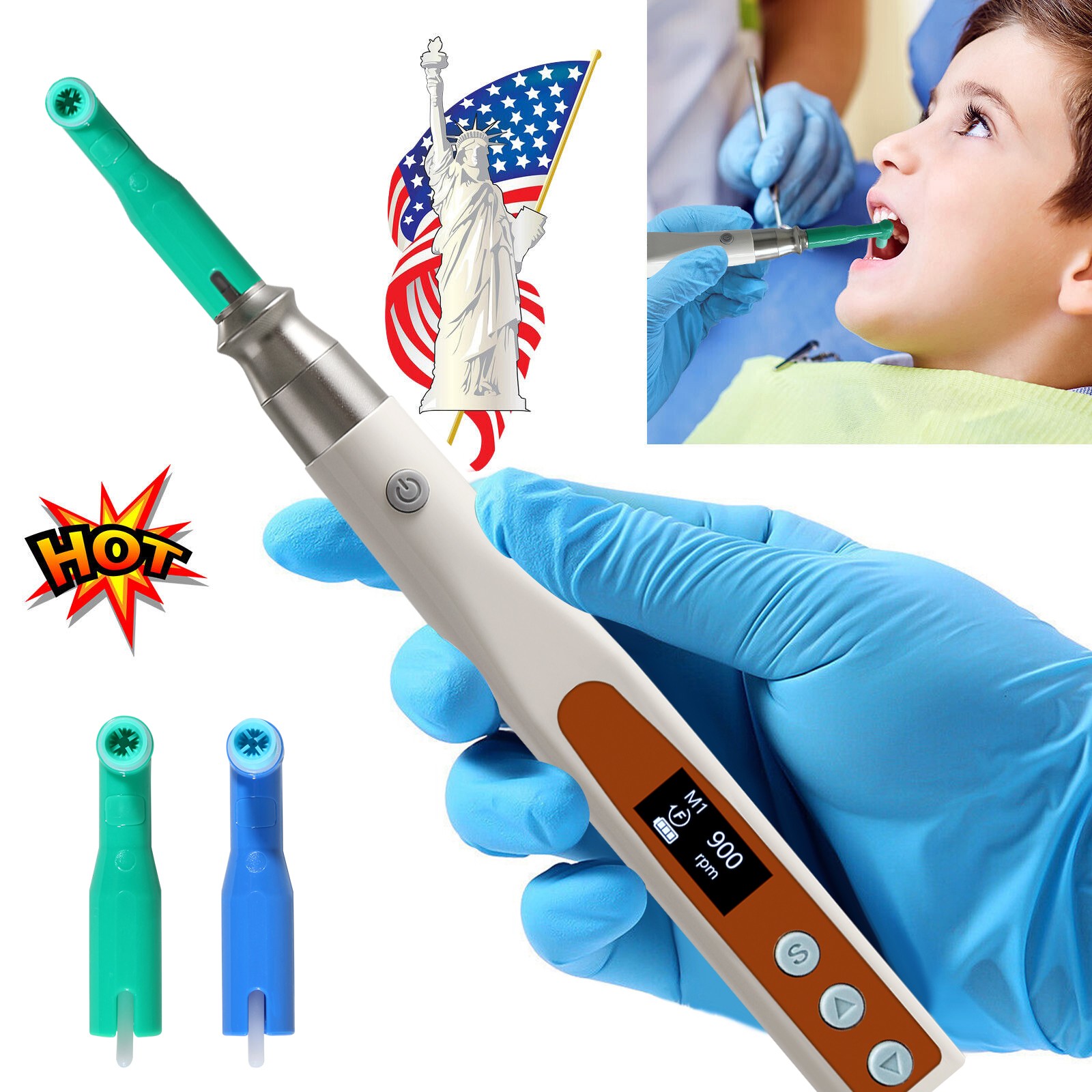 Dental Hygiene Prophy Handpiece 4Hole Wireless/ 105° disposable prophy angles