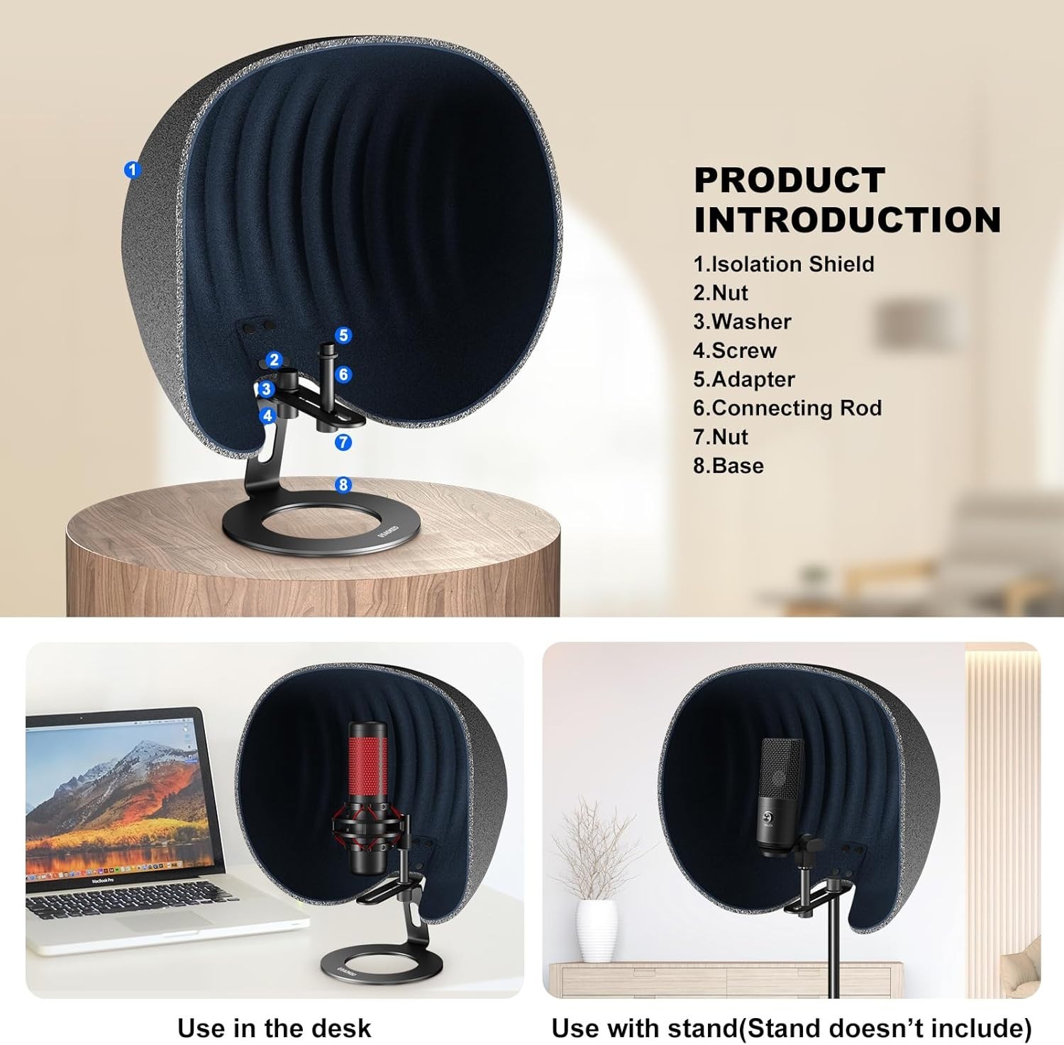 Microphone Isolation Shield, 2024 Professional Recording Studio Equipment,360...