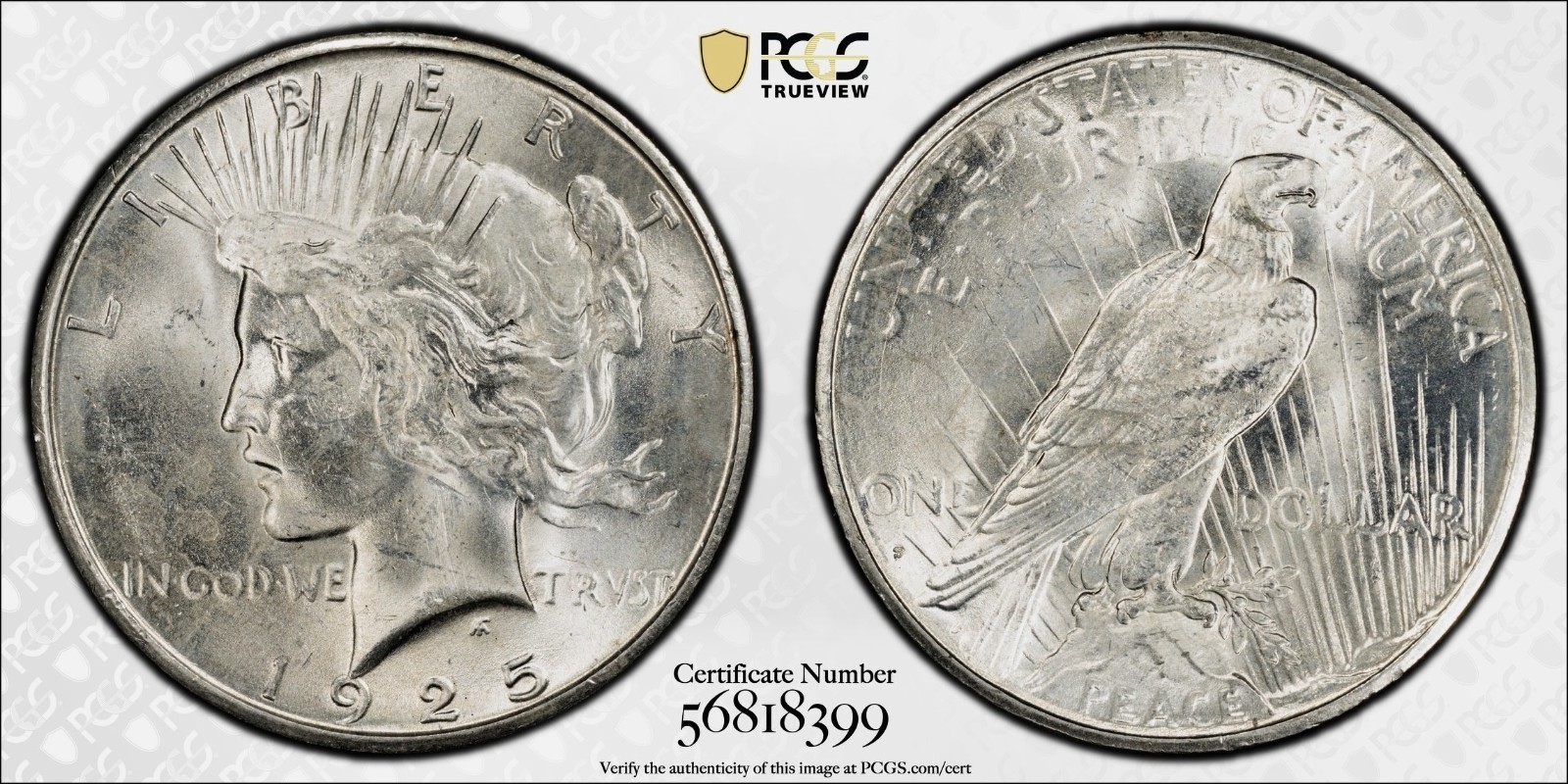 1925 S PEACE DOLLAR PCGS MS 62 NICE COIN FOR THIS CONDITIONALLY CHALLENGED DATE