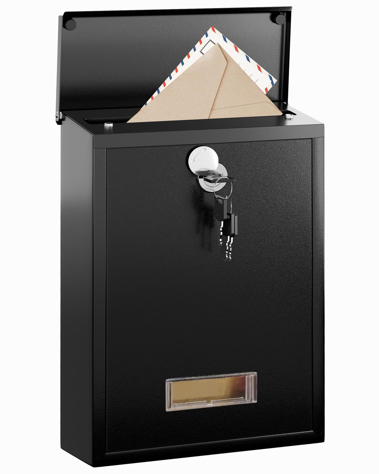 Locking Wall-Mount Mailbox for Outside with 4 Keys Galvanized Steel Rustproof...