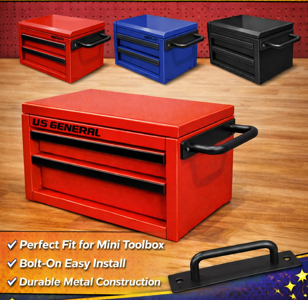 Mini Toolbox Side Handle for US General & Kobalt | Bolt-On Metal Pull Handle Up
