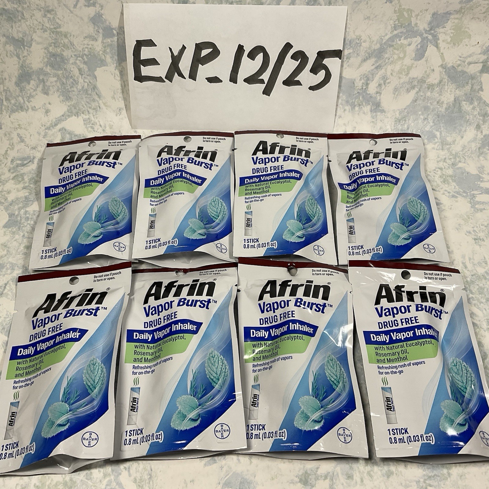 Afrin Vapor Burst Daily Vapor Inhaler Stick 0.03oz - Lot of 8