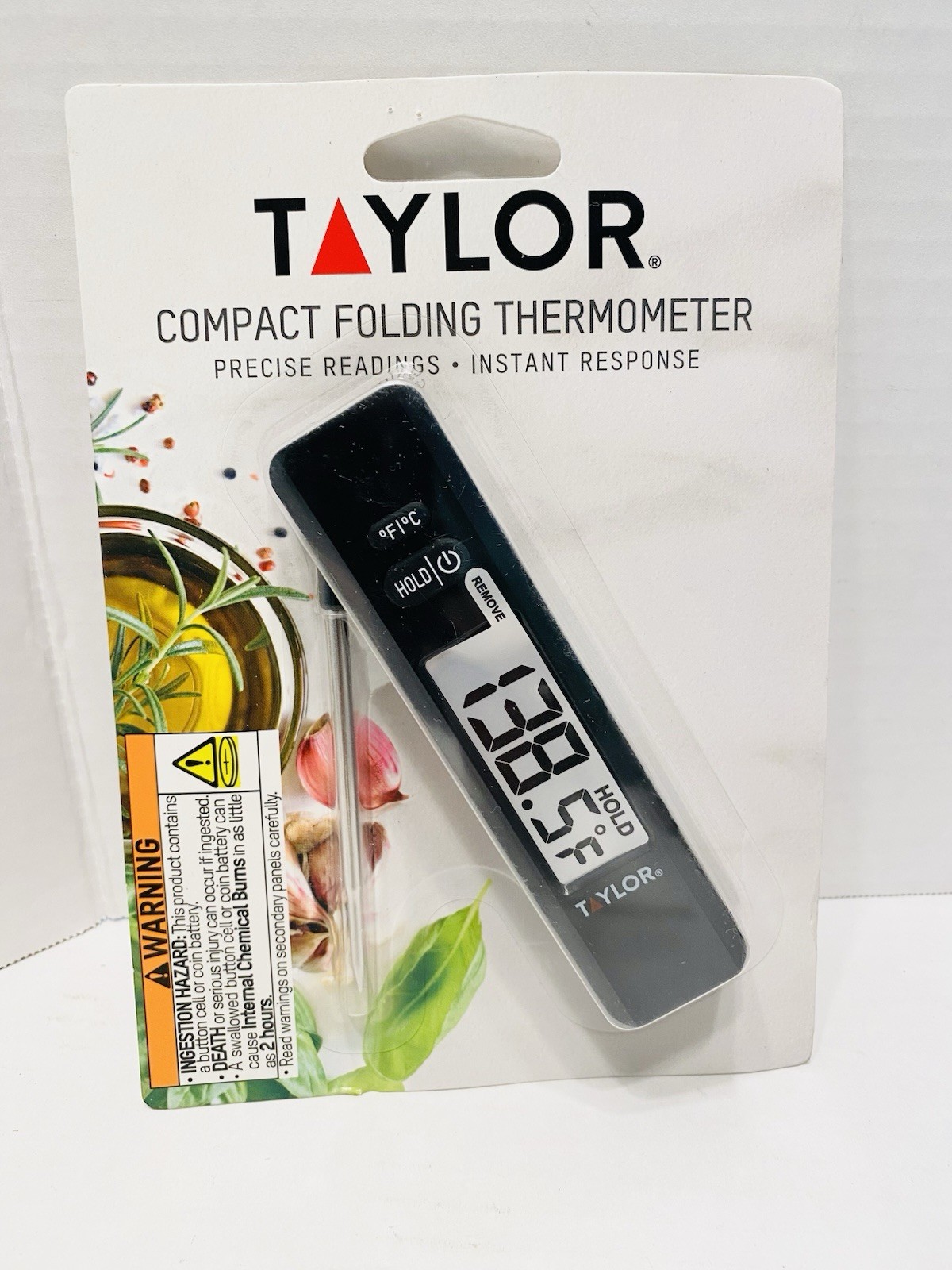 Taylor Compact Digital Display Folding Probe Kitchen Thermometer F/C New