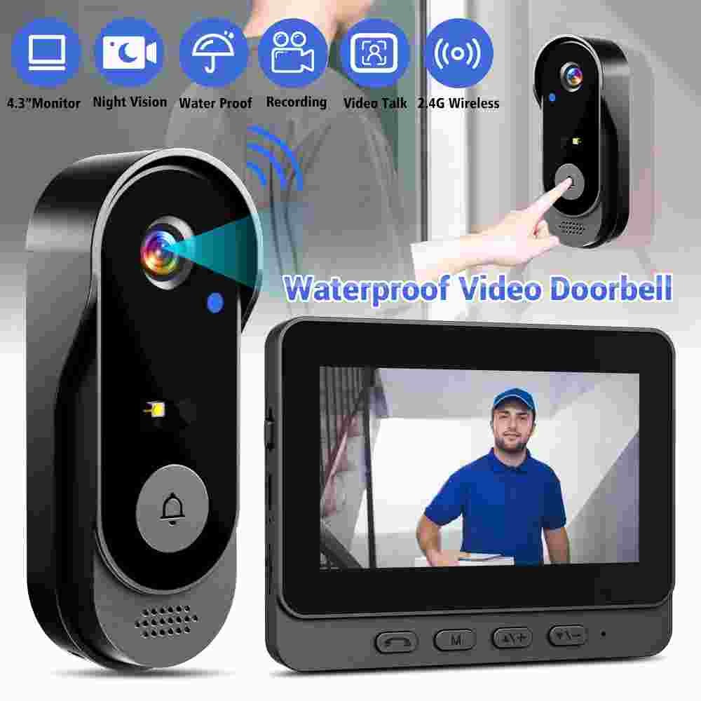 1080P 2.4G Wireless Smart Visual Intercom Video Doorbell Camera with IPS Screen