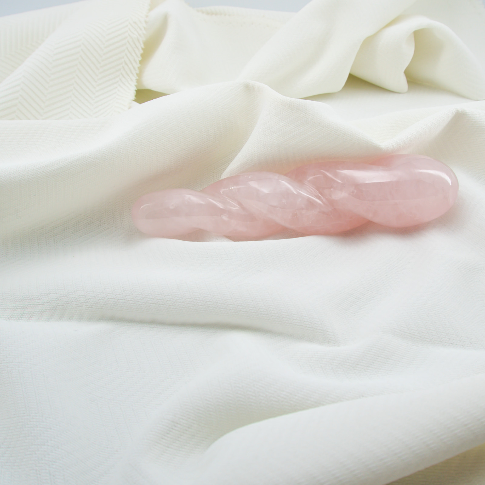 Ripplea Rose Quartz Dildo – Elegant Twisted, Tapered Crystal Wand for Healing