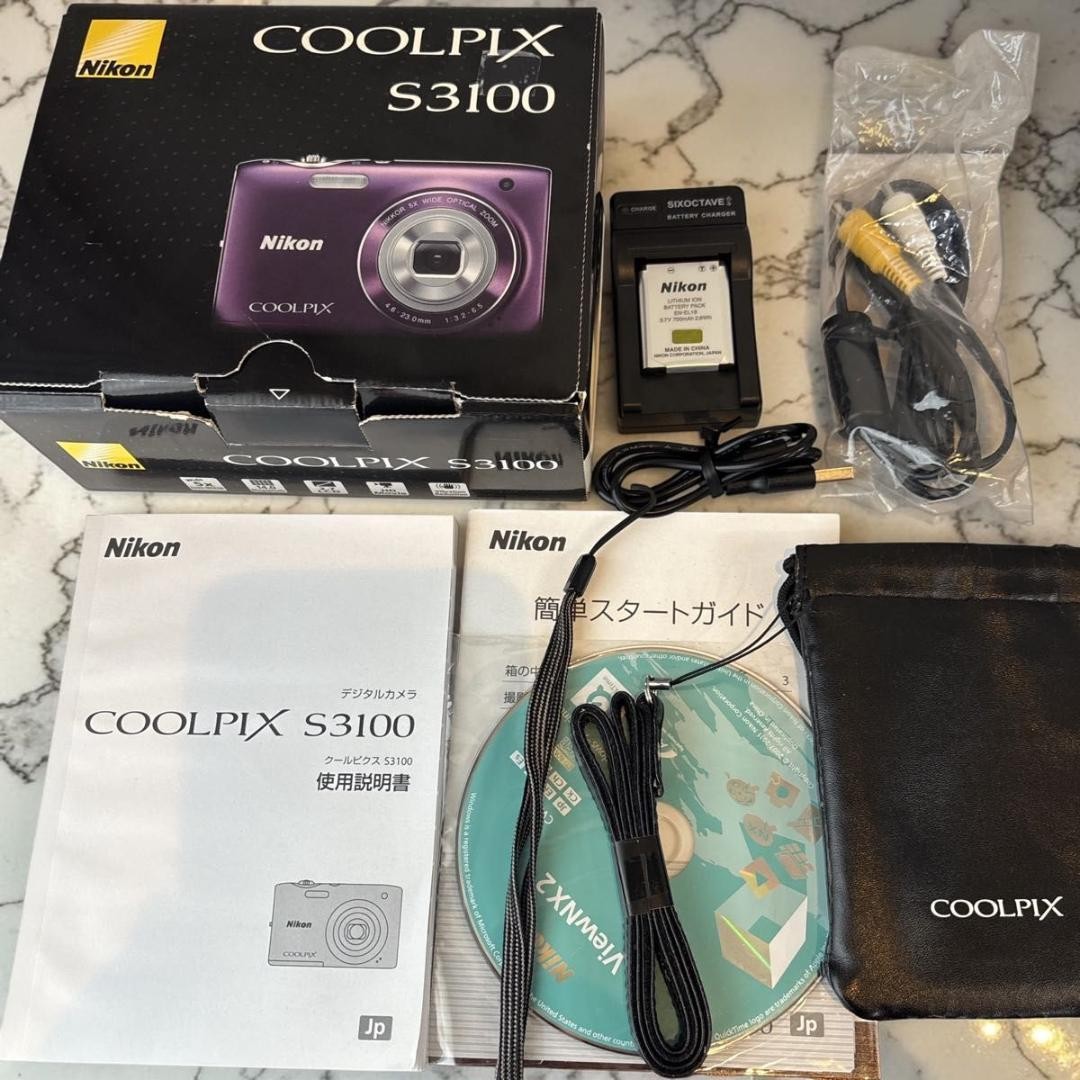 Nikon COOLPIX S3100 Purple Compact Digital Camera Tested Working Japan