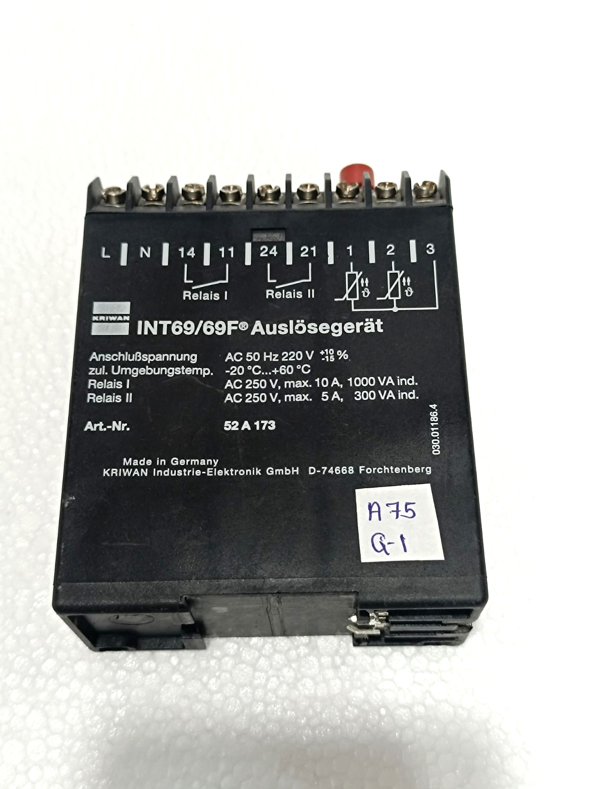 KRIWAN MOTORSCHUTZ INT69/69F ART.-NR. 52 A 173 MOTOR PROTECTION MODULE