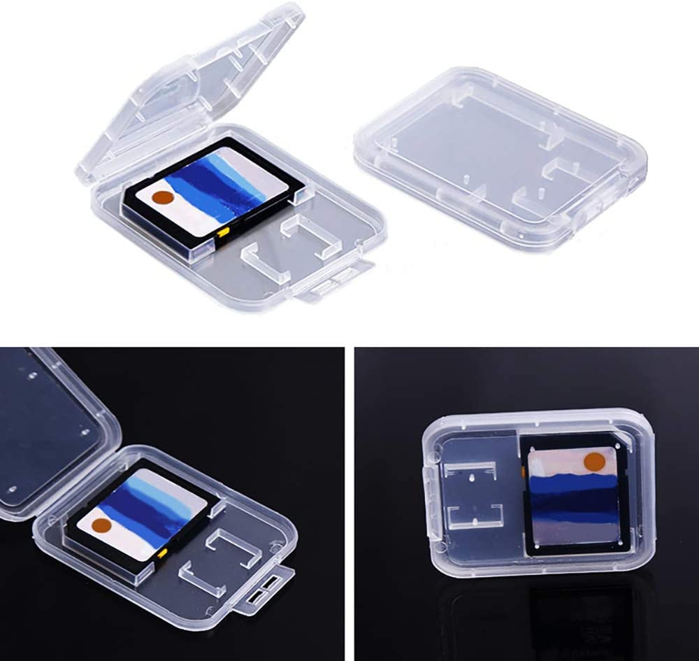 Clear Plastic Memory Card Case Compatible with SD SDHC SDXC Micro SD T-Flash Car