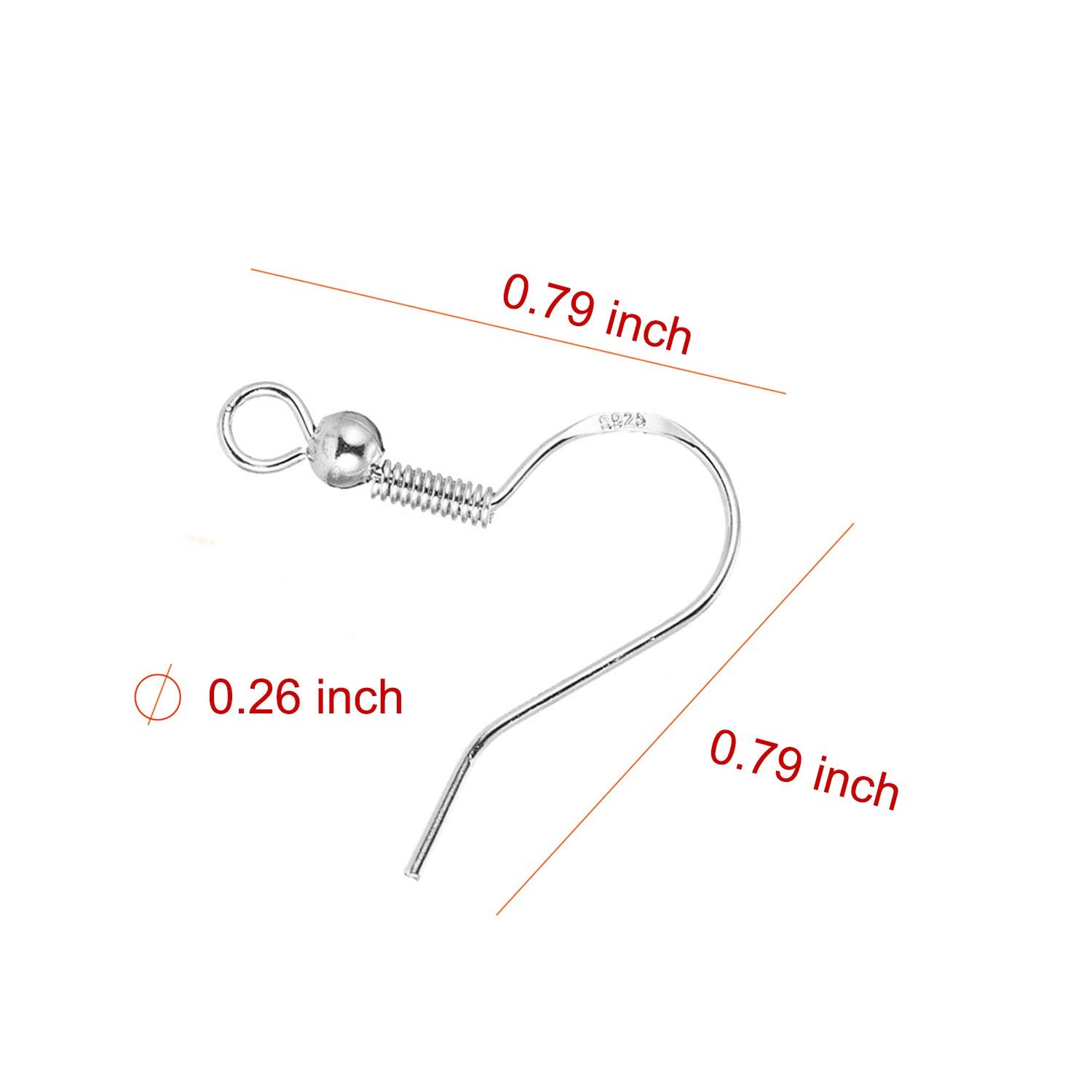 100 Pcs 925 Sterling Silver Earring Hooks with Backs