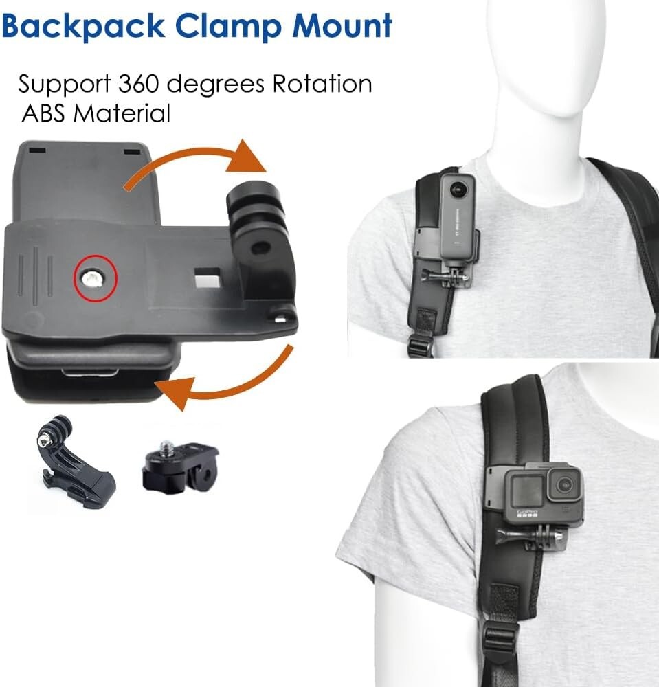 Adjustable Camera Chest Mount & Strap Kit for GoPro & Insta360 - 360° Rotation