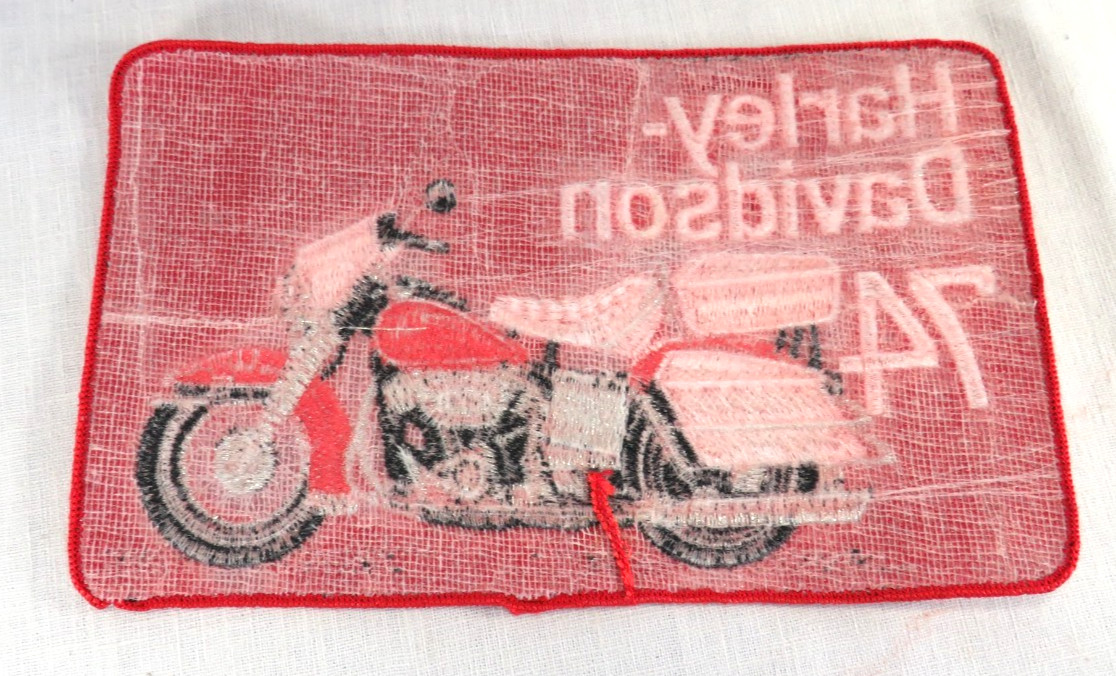 HARLEY DAVIDSON PATCH RED & WHITE & SILVER 8" X 4 3/4" ELECTRAGLIDE AMF 74
