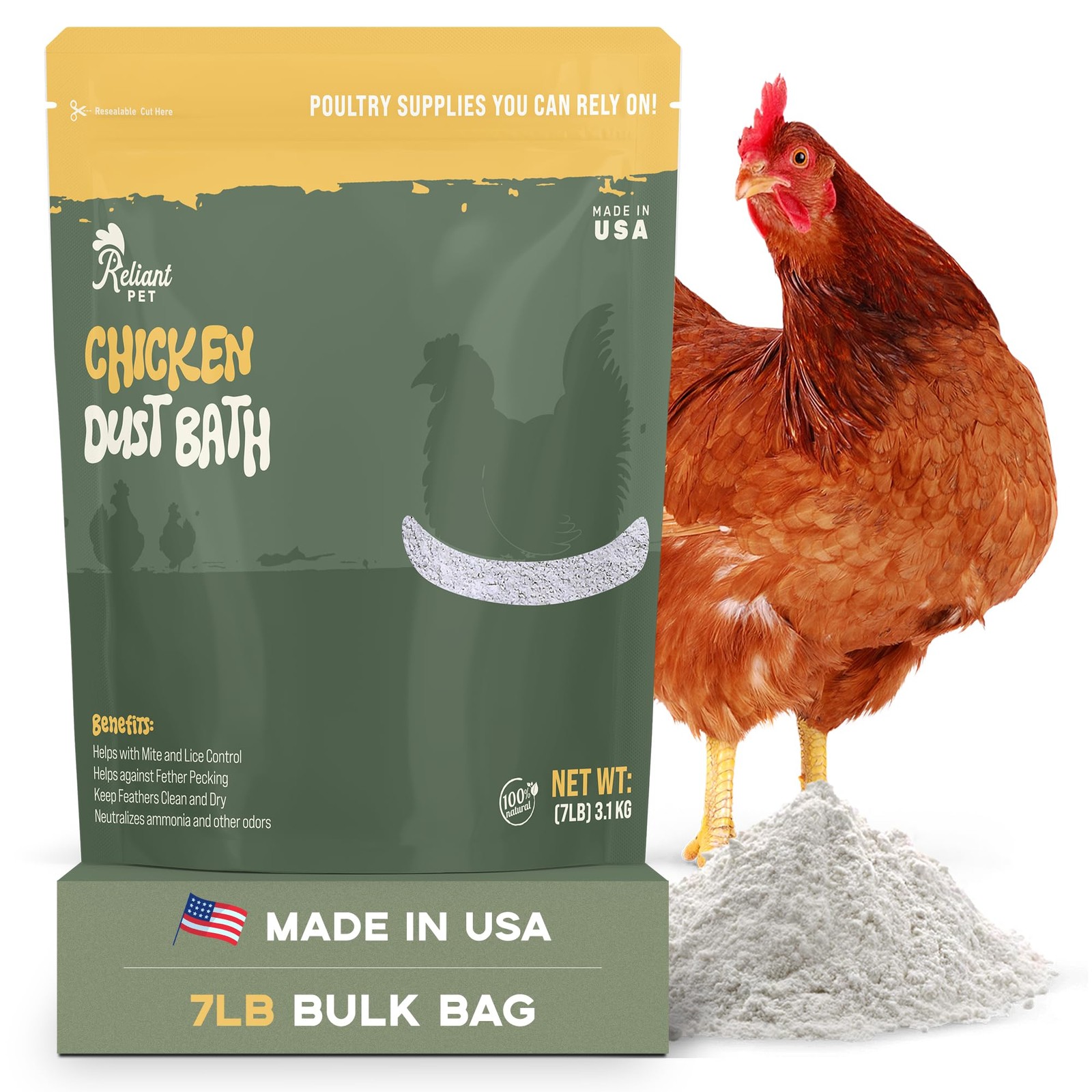 Chicken Dust Bath  7lbs, Made in USA Natural Dust Bath for Chickens  Ideal Ch...
