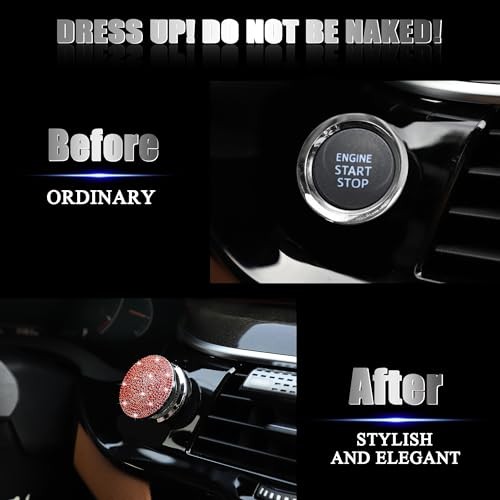 Bling Car Engine Start Button Cover Diamond Crystal Push Start Ring Red