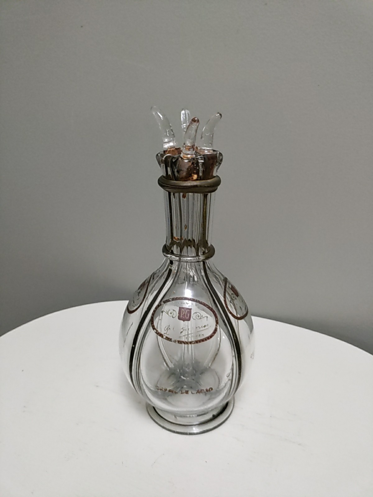 Vintage France P Garnier 4 Spout/4 Chamber Liquor Bottle 12" tall