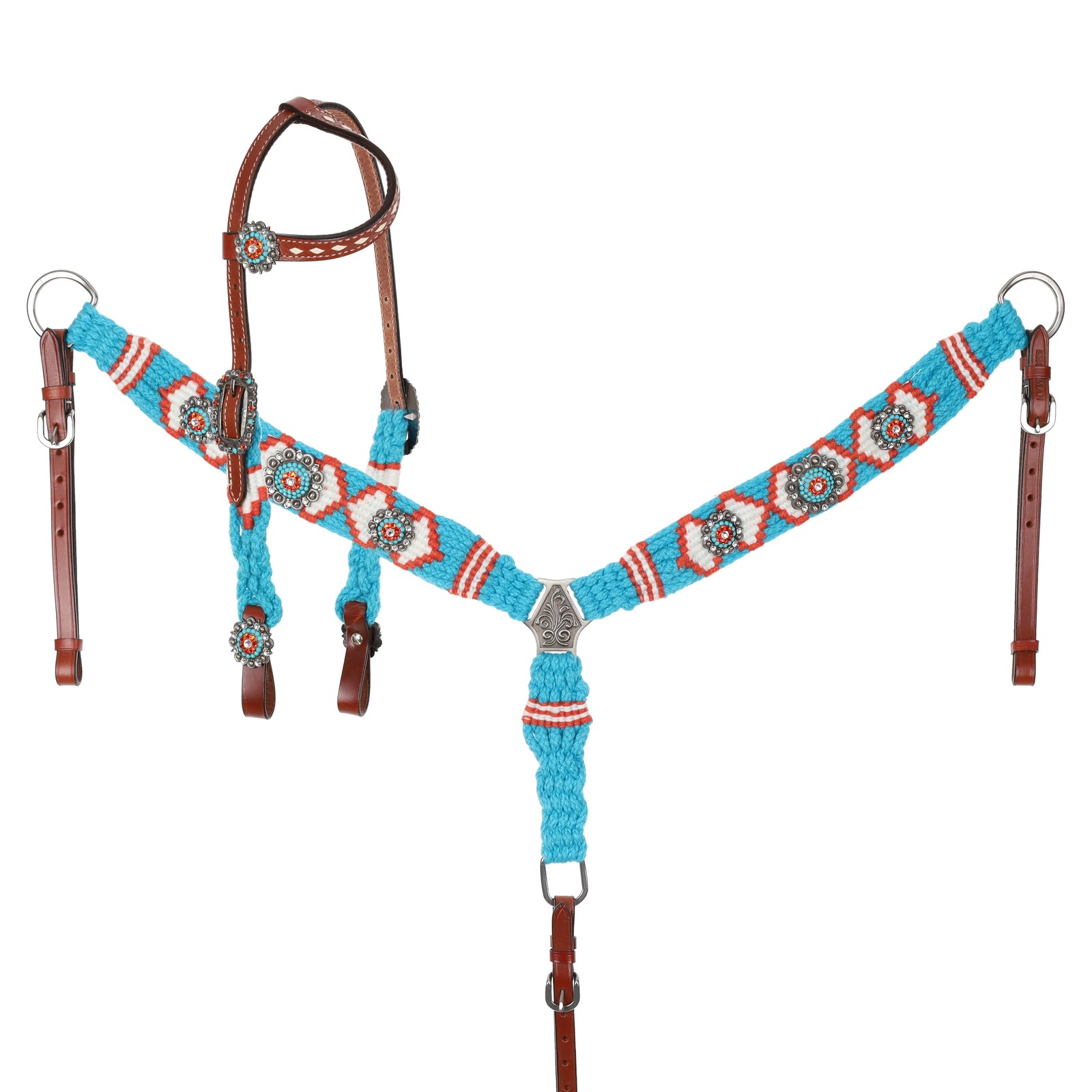 Showman Citrus Sea Mohair Single Ear Headstall & Breast Collar Set