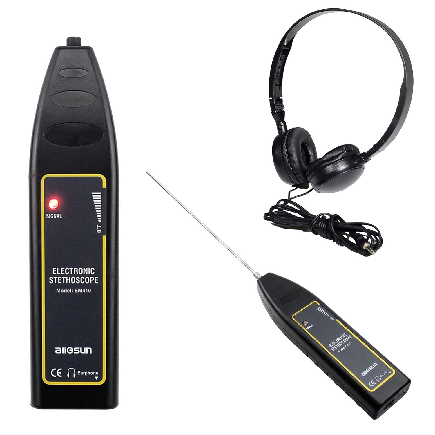 allsun Auto ultrasonic Car Noise Finder Diagnostic Listening Device Black
