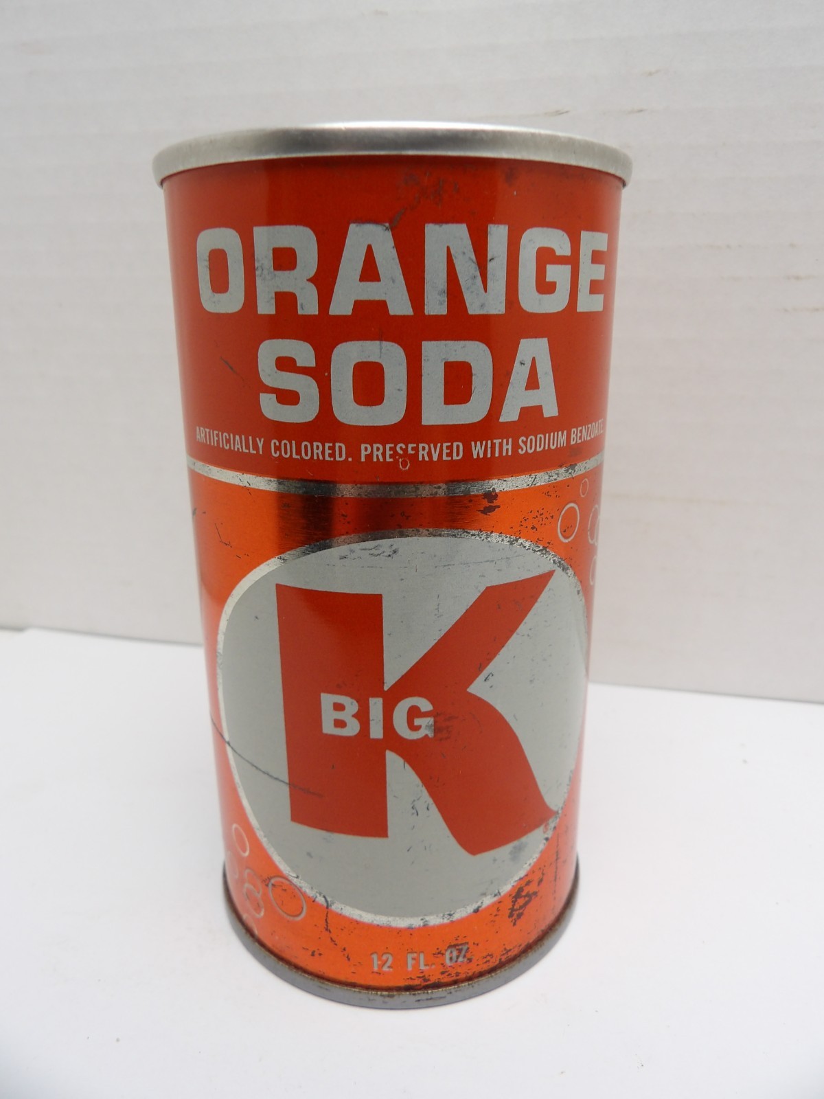 BIG K ORANGE STRAIGHT STEEL FAN TAB SODA POP CAN CINCINNATI OHIO 45201