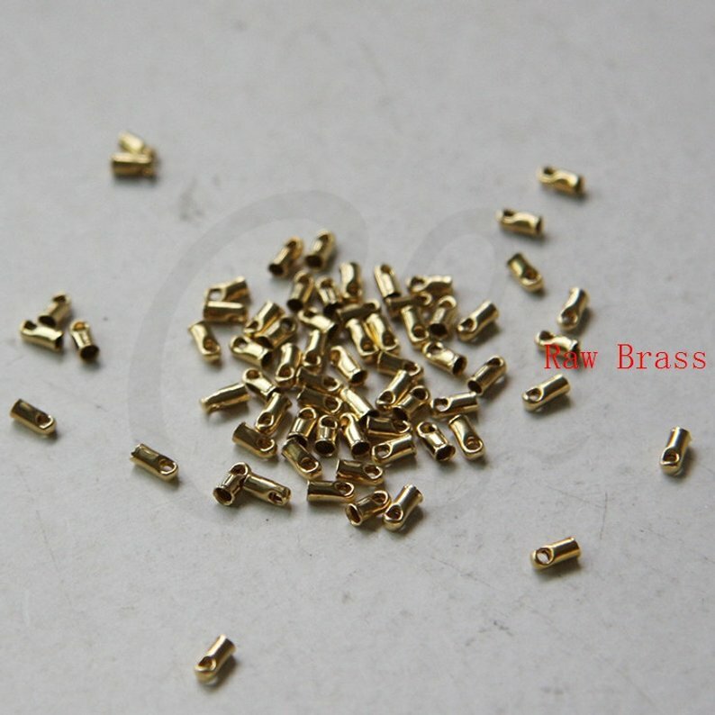 200 Pieces Raw Brass Snake Chain End-Cord-Ribbon Ends-Leather End (CW-3306C)