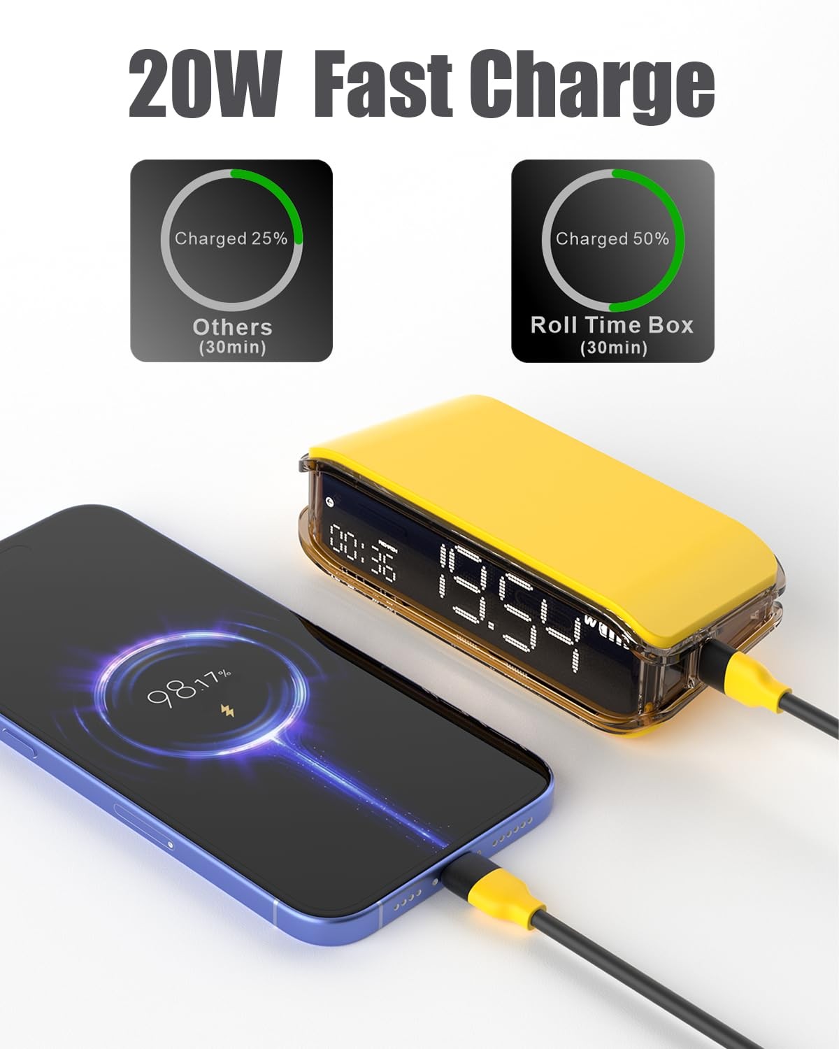 Pomodoro Timer Clock, Desk Timer for Productivity, Rotating to Switch Functio...