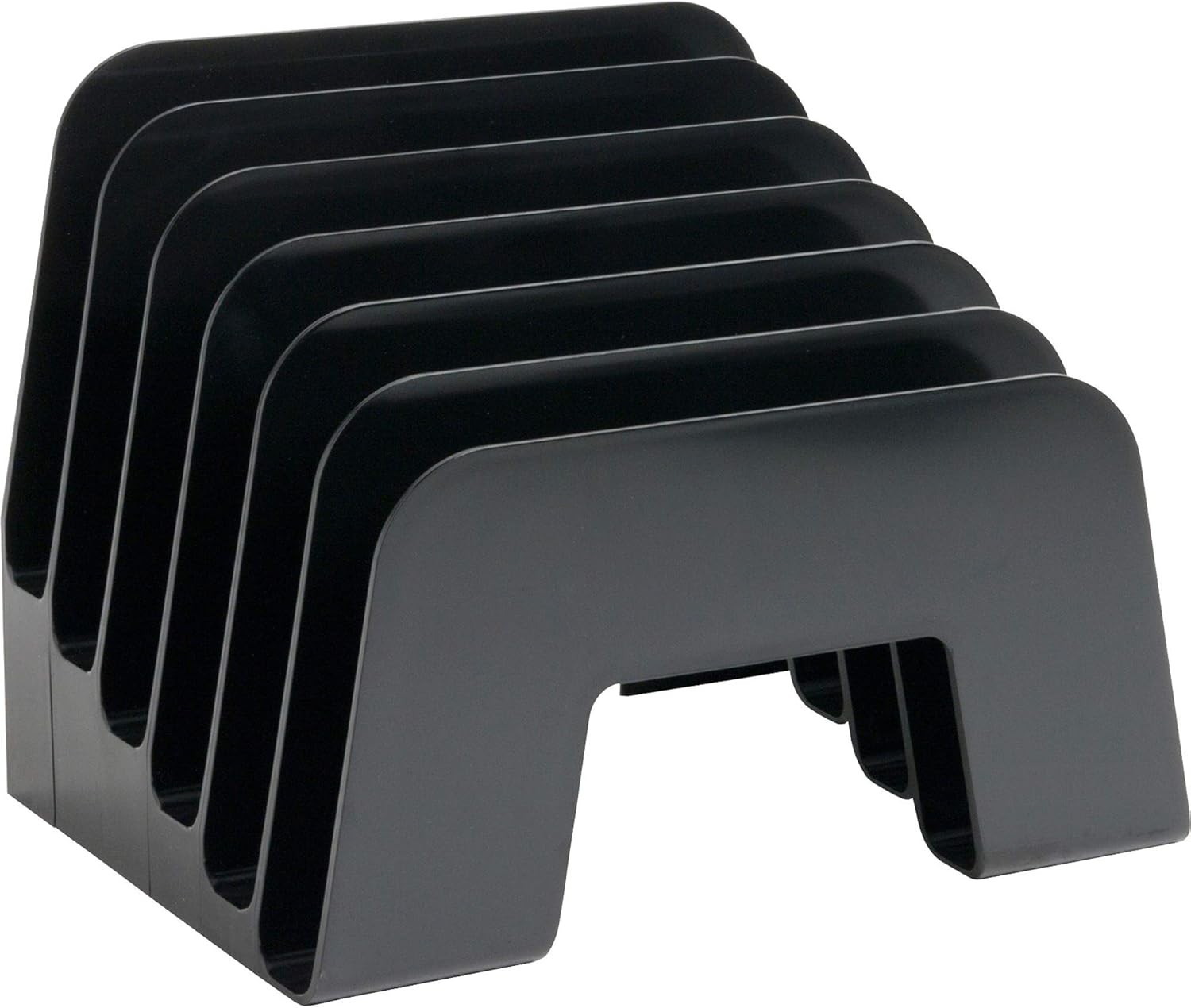 Incline Desktop File Sorter, 6 Compartments Step Sorter, Black