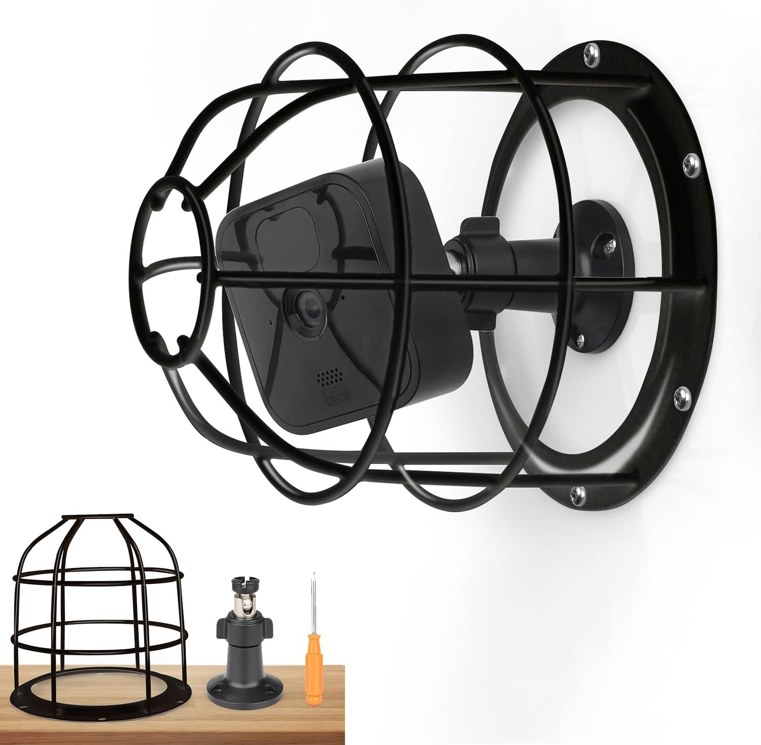 Anti-Theft Security Camera Mount Cage & Wall Mount Bracket, 360° Adjustable