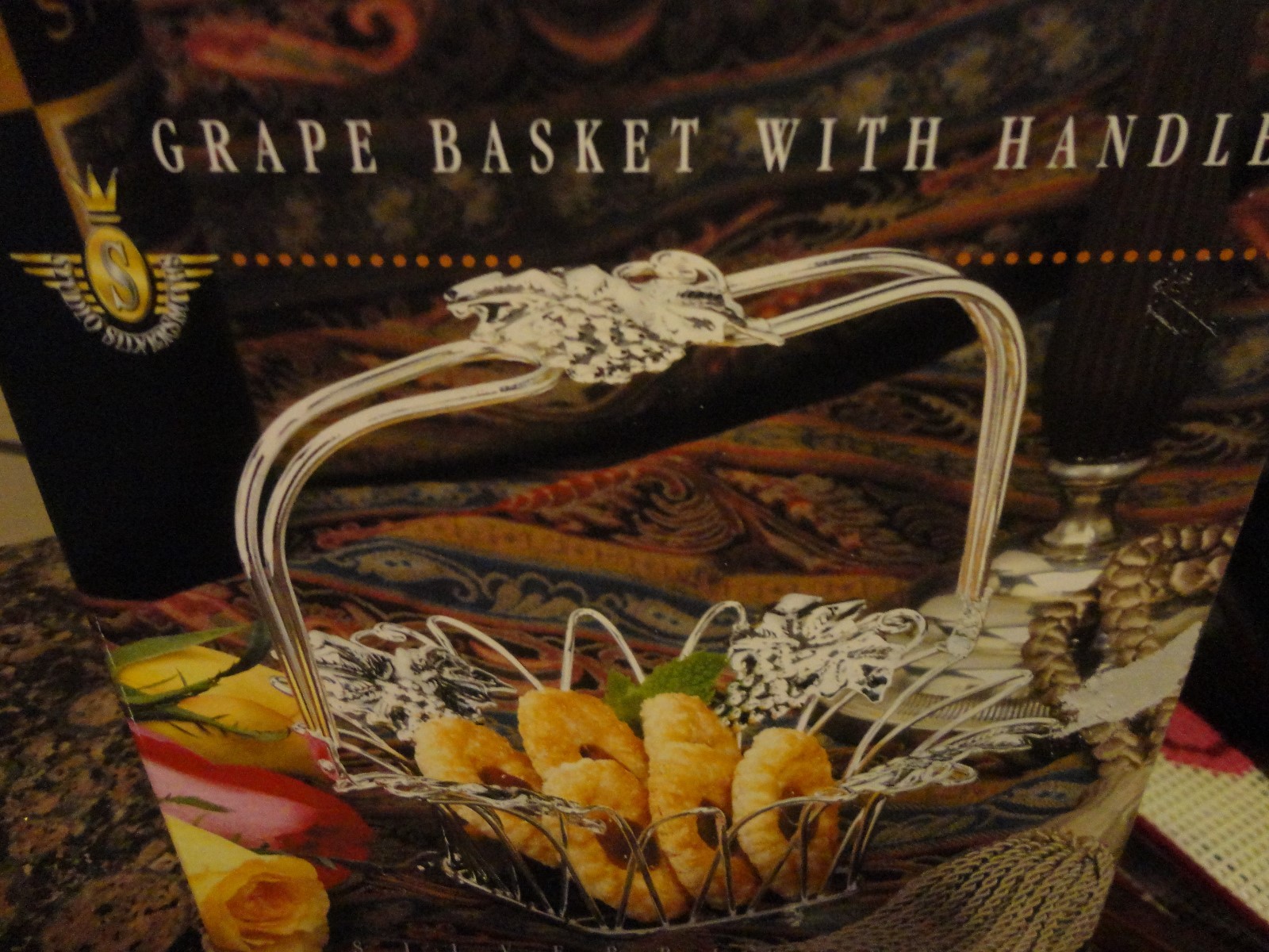 STUDIO SILVERSMITH SILVERPLATED GRAPE BASKET WITH HANDLE