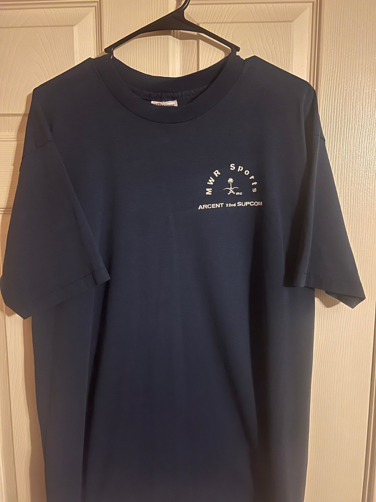 Short Sleeve dark blue  T shirt, ARCENT 22nd SUPCOM, Gulf War era Size XL used