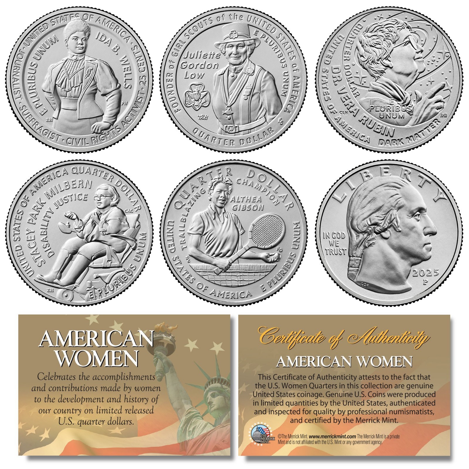 2025 American Women Quarters US Mint 5-Coin Complete Set in Capsules - (P-Mint)