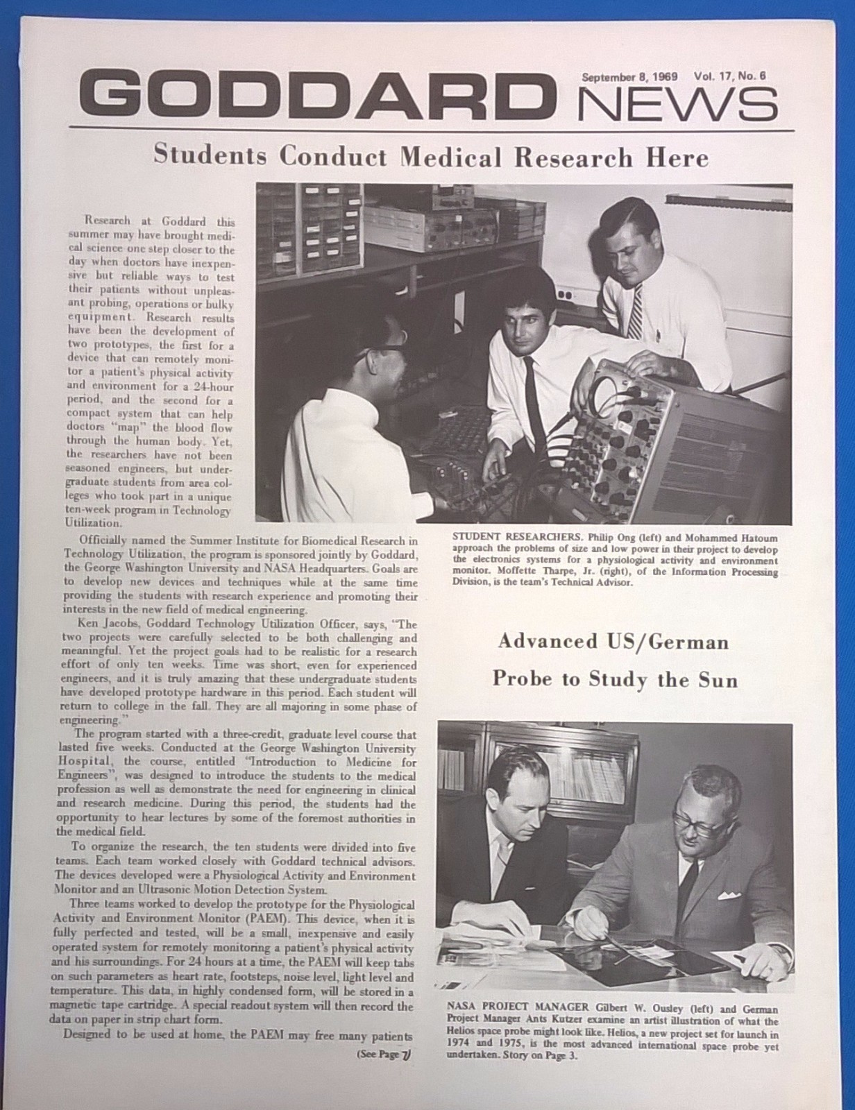 NASA Goddard News newsletter September 8 1969