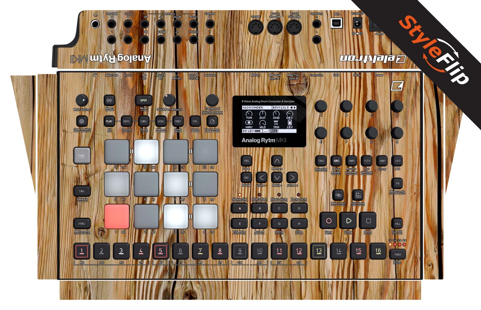 Elektron Analog Rytm MK2 Skins | Wood 4 | Protective Decal | StyleFlip Skins
