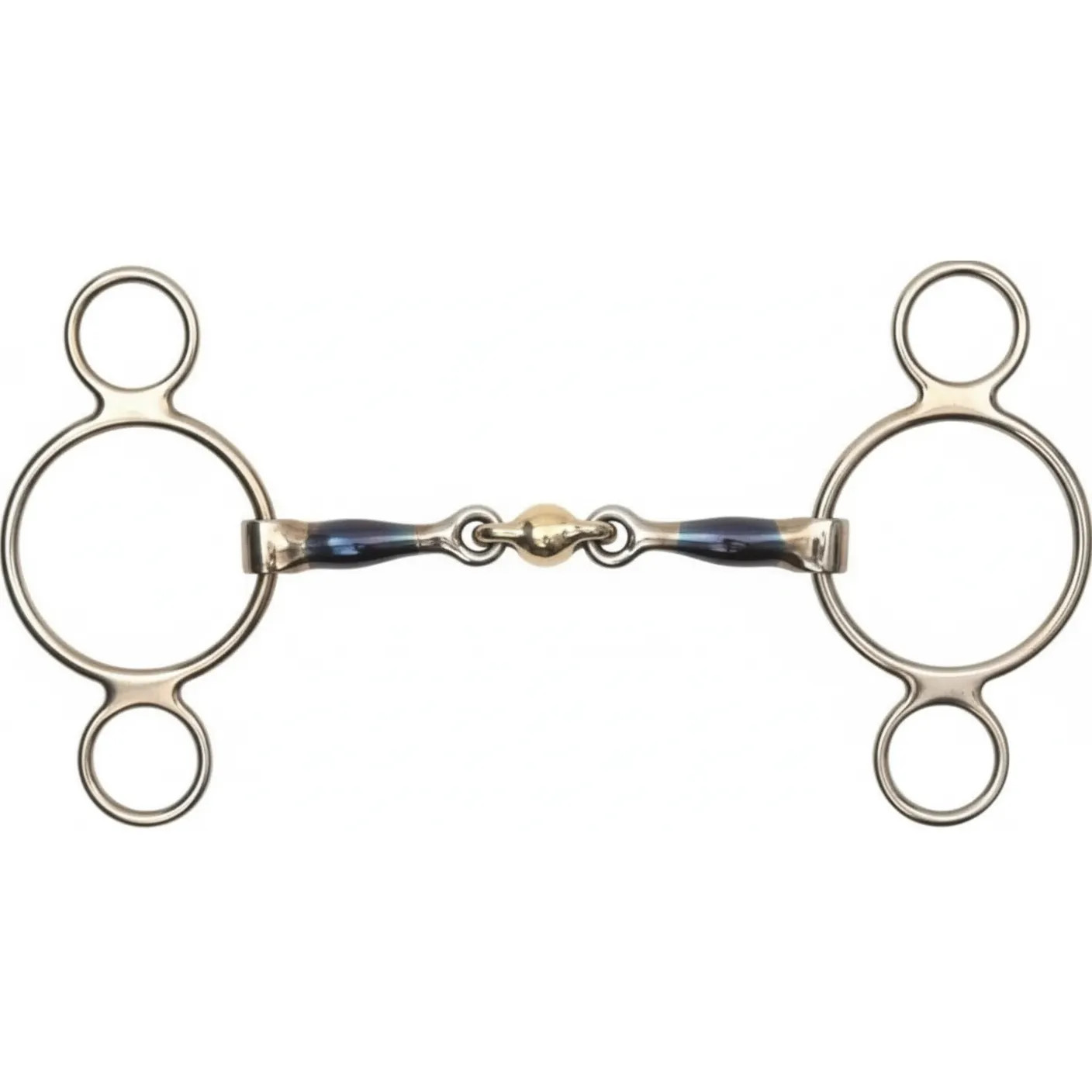 Shires Blue Sweet Iron Two Ring Gag Horse Bit - Anatomical LOZ Double Jointed