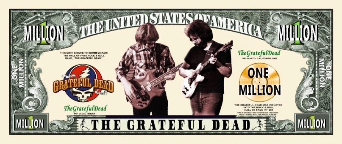 5 Pack Grateful Dead Rock Music 1 Million Dollars Collectible Novelty Money