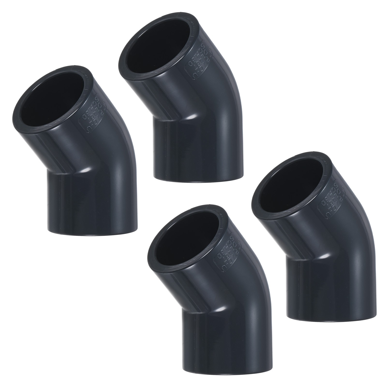 4-Pack 45 Degree Adapter Connector, 1" Socket UPVC Pipe Fitting Elbow, Grey