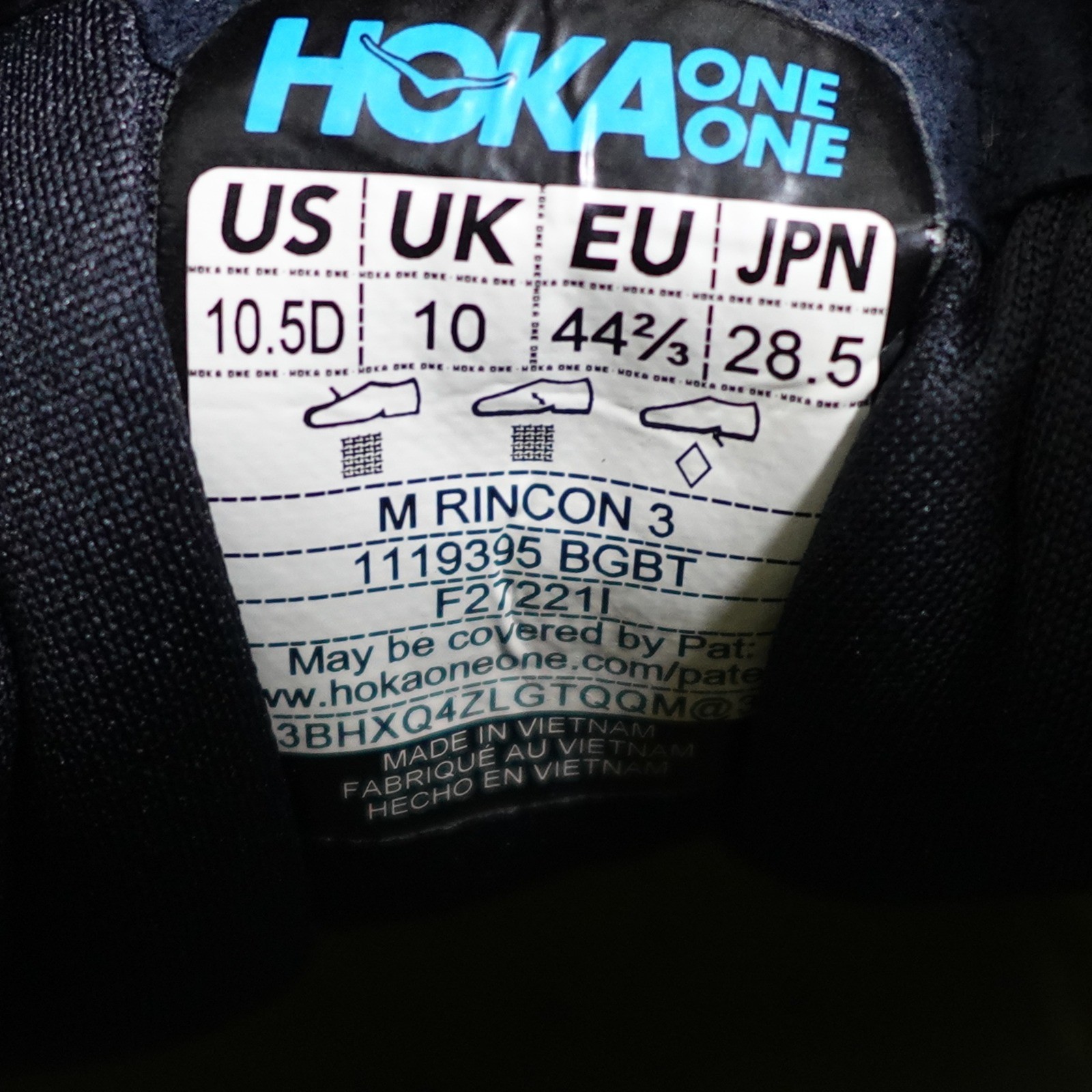 Hoka One One Rincon 3 Men 10.5D Lightweight Running Shoes Black Cream Training