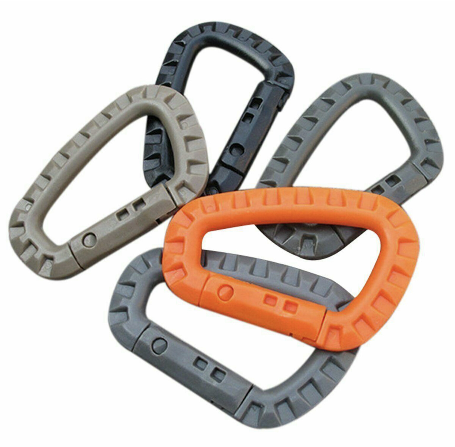 2 Tactical D-ring Carabiners Strong Molded Polymer Carabiner