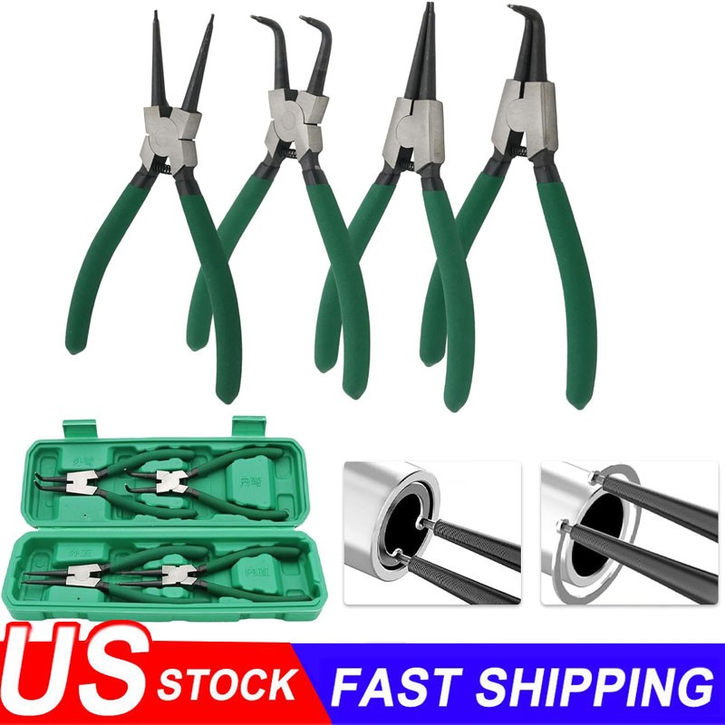 4Pcs 7" Internal/External Snap Ring Pliers Set Heavy Duty Circlip Pliers Kit USA