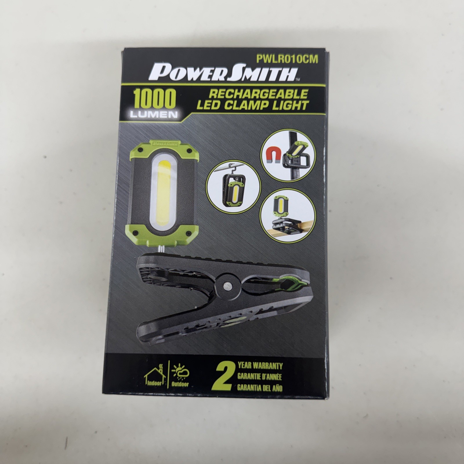 PowerSmith PWLR010CM 1000 Lumen Rechargeable LED Clamp Work Light