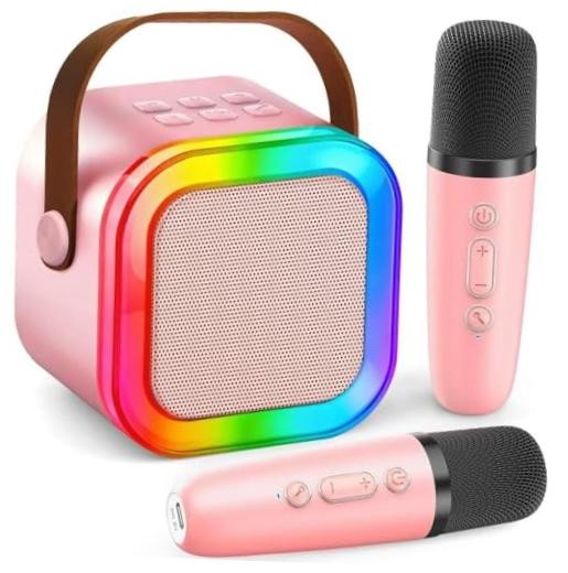Karaoke Machine for Kids Adults, Portable Mini Bluetooth Speaker with 2