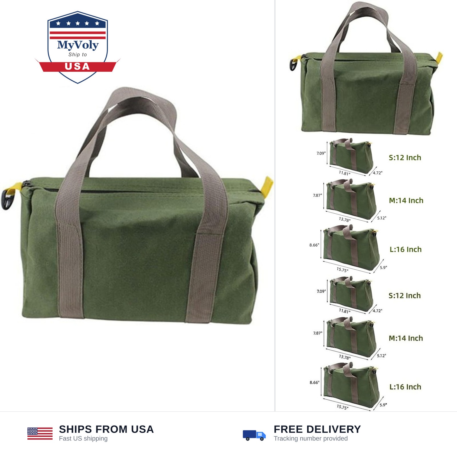 12 Inch Wide Mouth Tool Bag, Heavy Duty Canvas Tool Storage Bag for Men, Larg...