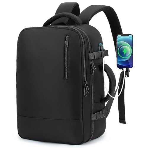 Small Travel Backpack for Women Men, 15.6 Inch Laptop Backpack Flight Black