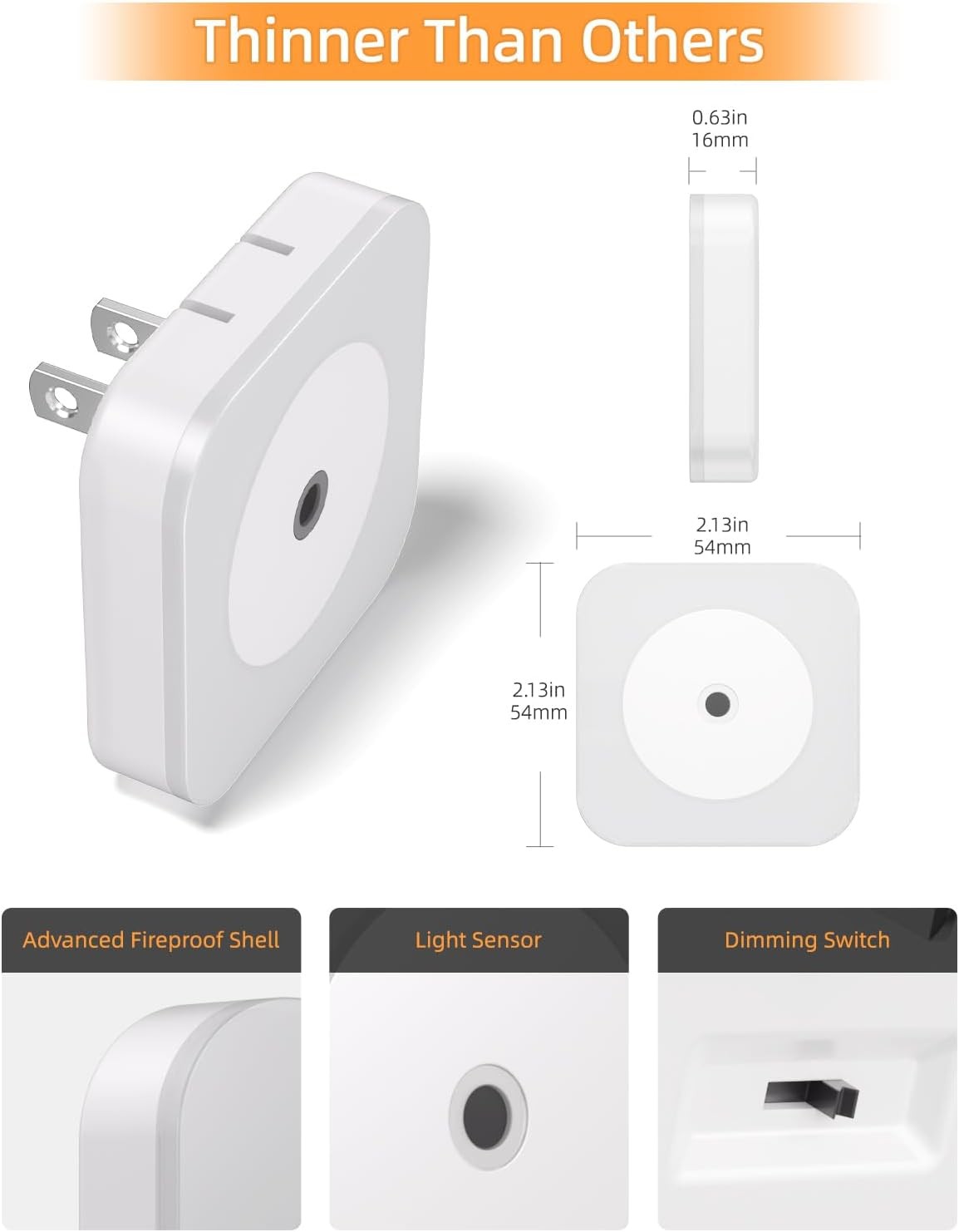6-Pack LED Night Lights Plug into Wall,Bright Nightlight Auto-On/Off and Dimmabl